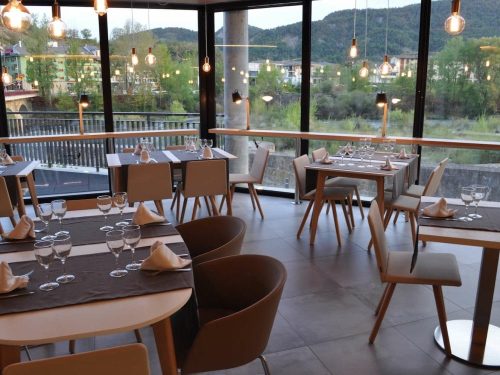 Restaurant with views over the village